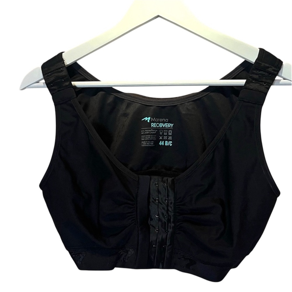 Marena Recovery Front Closure Black Support Bra